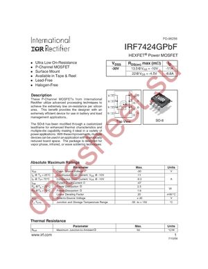IRF7424GTRPBF datasheet  